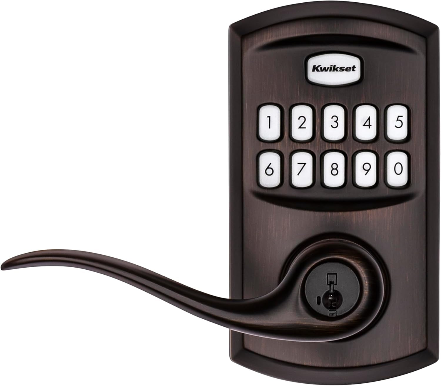 99170-002 Smartcode 917 Keypad Keyless Entry Traditional Residential Electronic Lever Deadbolt Alternative with Tustin Door Handle and Smartkey Security, Venetian Bronze