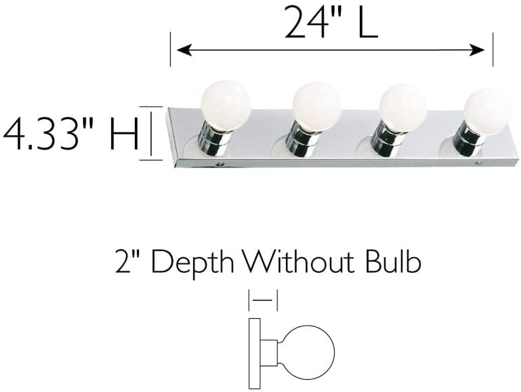 500892 4 Light Vanity Light, Polished Chrome, 24"