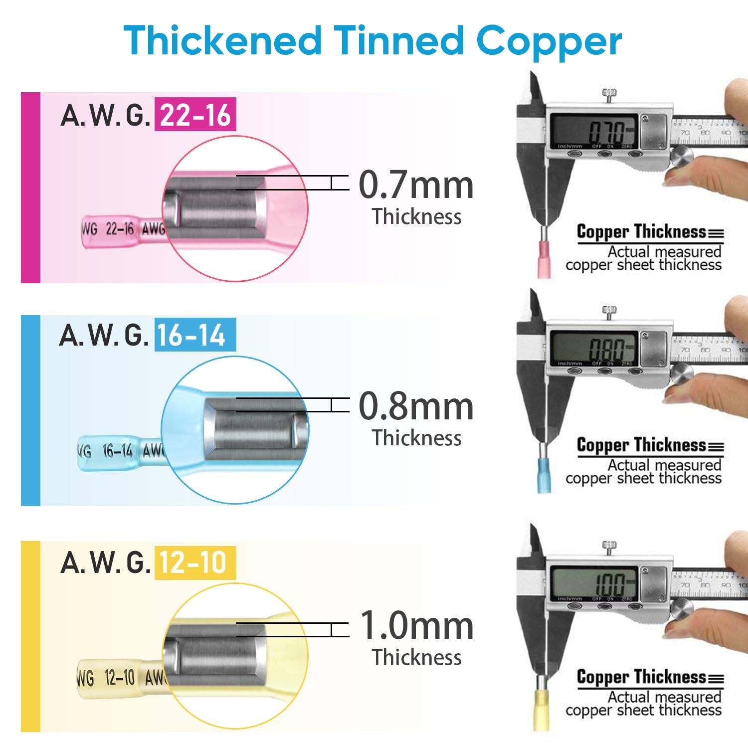 100PCS Heat Shrink Butt Wire Connector Kit, Insulated Waterproof Electrical Wire Crimp Terminals Butt Splice for Marine Automotive (100PCS)