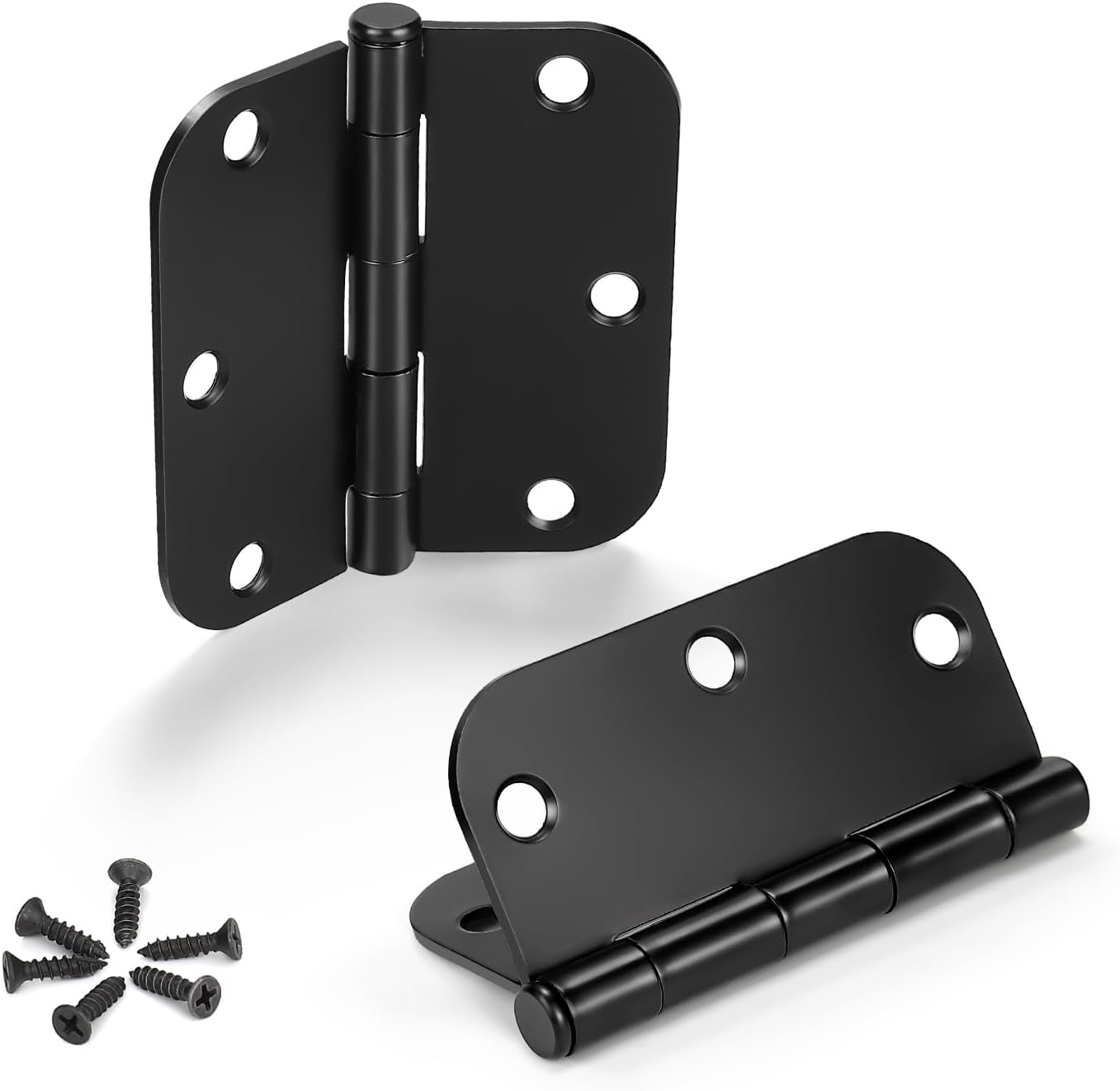 42 Pack Black Door Hinges, 3.5" X 3.5" Square W 5/8" Radius Corner Interior Door Hinges with Black Finish